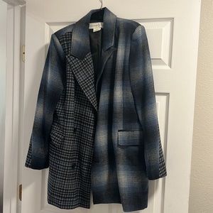 Treasure & Bond Blue Plaid Blazer Jacket